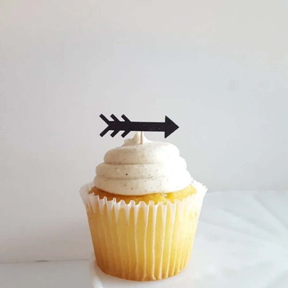 3 Dozen Boho Arrow Cupcake Toppers- 36- Black Cardstock